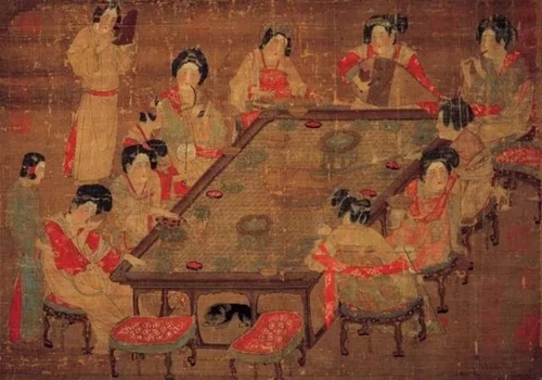 1520818999945183.jpg 《宫乐图》唐 绢本设色 现台北故宫博物院藏.jpg